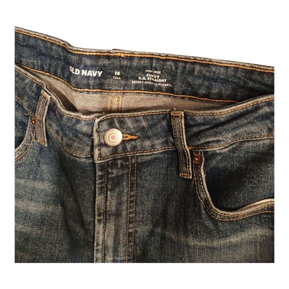 Old Navy‎ O.G. Straight High Rise Ankle Raw Hem Ripped Women's Size 16 Tall #6 - Picture 7 of 10